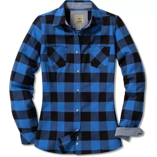 CQR Womens Plaid Flannel Shirt Long Sleeve AllCotton Soft Brushed Casual Button Down ShirtsFlannel Plaid Shirts Classic Blue