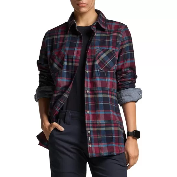 CQR Womens Plaid Flannel Shirt Long Sleeve AllCotton Soft Brushed Casual Button Down ShirtsFlannel Plaid Shirts Very Berry