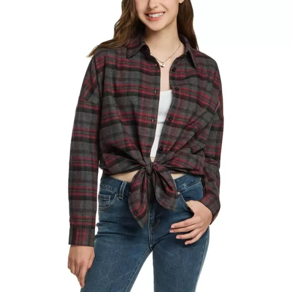 CQR Womens Plaid Flannel Shirt Long Sleeve AllCotton Soft Brushed Casual Button Down ShirtsLoose Fit Heritage Red