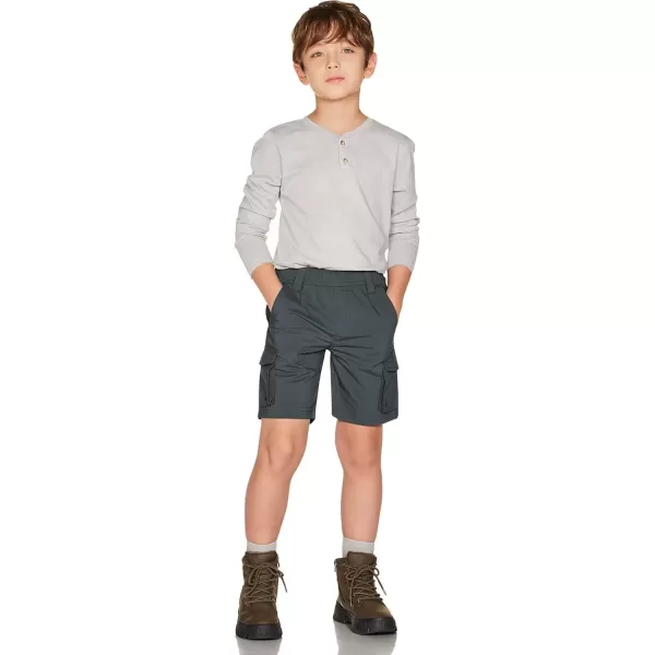 imageCQR Kids Youth Pull on Cargo Shorts Outdoor Camping Hiking Shorts Lightweight Elastic Waist Athletic Short with PocketsDriflex Charcoal