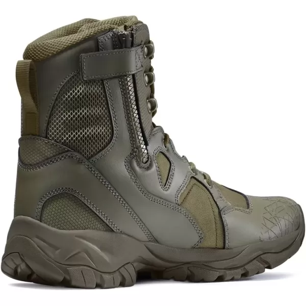 imageCQR Mens Military Tactical Boots Lightweight 6 Inches Combat Boots Durable EDC Outdoor Work BootsPatrol 6 With Zipper Soil Green