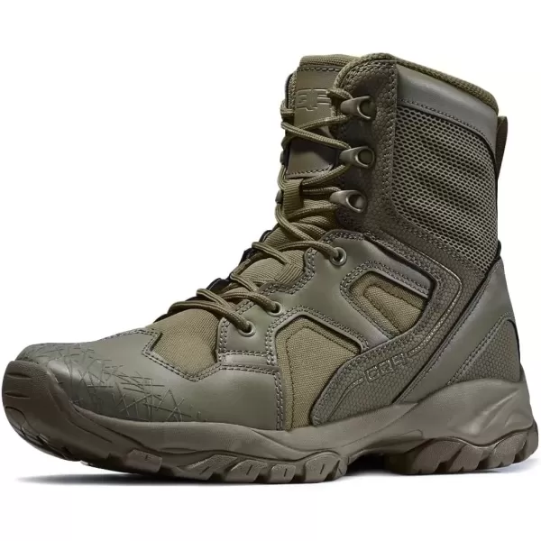 imageCQR Mens Military Tactical Boots Lightweight 6 Inches Combat Boots Durable EDC Outdoor Work BootsPatrol 6 With Zipper Soil Green