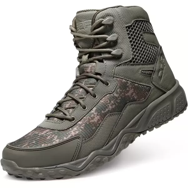 imageCQR Mens Military Tactical Boots Lightweight 6 Inches Combat Boots Durable EDC Outdoor Work BootsSide Zip Pixel Camo Green