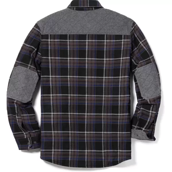 imageCQR Mens Plaid Flannel Shirt Jacket Long Sleeve Soft Warm SherpaQuilted Lined Jacket Outdoor Button UpZipFront JacketQuilted Lining Coal Miner