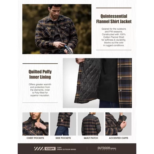 imageCQR Mens Plaid Flannel Shirt Jacket Long Sleeve Soft Warm SherpaQuilted Lined Jacket Outdoor Button UpZipFront JacketQuilted Lining Fossil Rock