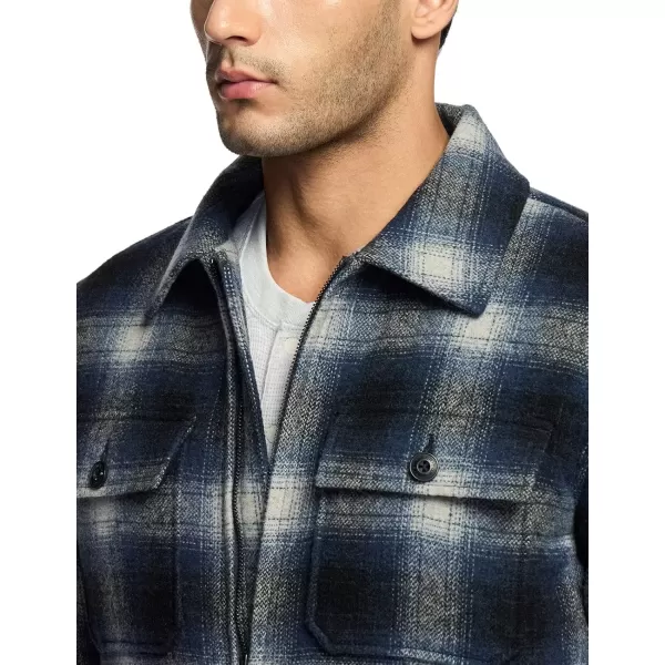 imageCQR Mens Plaid Flannel Shirt Jacket Long Sleeve Soft Warm SherpaQuilted Lined Jacket Outdoor Button UpZipFront JacketWool Jk Shark Grey Ombre