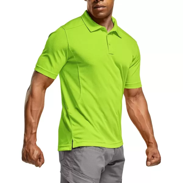 imageCQR Mens Polo Shirt Short Sleeve Tactical Shirts Dry Fit Lightweight Performance Golf Shirts Outdoor UPF 50 Pique ShirtFrost Essential Neon Yellow