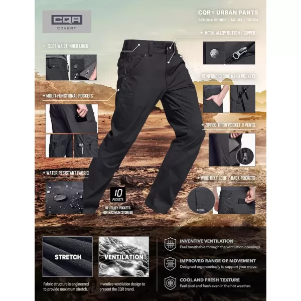 imageCQR Mens Vent Stretch Pants Quick Dry Lightweight Casual Cargo Pants Water Resistant StraightFit Utility Work PantsSummer Pants Carbon Black