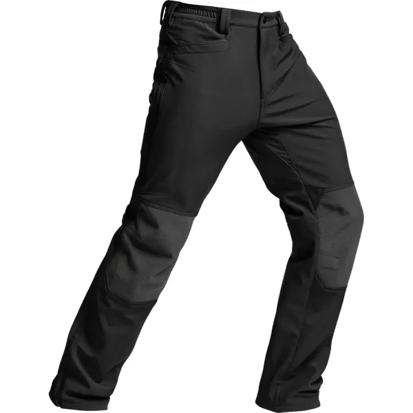 imageCQR Mens Winter Waterproof Tactical Pants Softshell Fleece Lined Snow Ski Cargo Pants Thermal Outdoor Hiking Work PantsExpedition Black