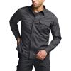 imageCQR Mens Long Sleeve Tactical Shirts Ripstop Military Work Shirts UPF 50 Breathable Button Down Outdoor Hiking ShirtSupervisor Charcoal