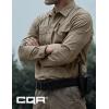 imageCQR Mens Long Sleeve Tactical Shirts Ripstop Military Work Shirts UPF 50 Breathable Button Down Outdoor Hiking ShirtSupervisor Khaki