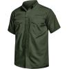 imageCQR Mens Short Sleeve Tactical Shirts UPF 50 Ripstop Military Work Shirts Breathable Button Down Outdoor Hiking ShirtButton Down Shirts Olive