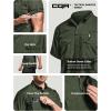 imageCQR Mens Short Sleeve Tactical Shirts UPF 50 Ripstop Military Work Shirts Breathable Button Down Outdoor Hiking ShirtButton Down Shirts Olive