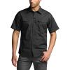 imageCQR Mens Short Sleeve Tactical Shirts UPF 50 Ripstop Military Work Shirts Breathable Button Down Outdoor Hiking ShirtJourneyman Black