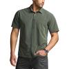 imageCQR Mens Short Sleeve Tactical Shirts UPF 50 Ripstop Military Work Shirts Breathable Button Down Outdoor Hiking ShirtMetro Lichen