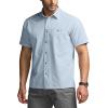 imageCQR Mens Short Sleeve Tactical Shirts UPF 50 Ripstop Military Work Shirts Breathable Button Down Outdoor Hiking ShirtMetro Light Blue