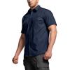 imageCQR Mens Short Sleeve Tactical Shirts UPF 50 Ripstop Military Work Shirts Breathable Button Down Outdoor Hiking ShirtShort Sleeve Shirts Dark Navy