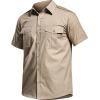 imageCQR Mens Short Sleeve Tactical Shirts UPF 50 Ripstop Military Work Shirts Breathable Button Down Outdoor Hiking ShirtShort Sleeve Shirts Khaki