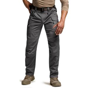 imageCQR Mens Flex Stretch Tactical Pants Water Resistant Ripstop Cargo Pants Lightweight EDC Outdoor Work Hiking PantsIntense Charcoal