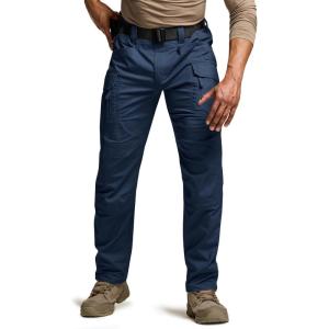 imageCQR Mens Flex Stretch Tactical Pants Water Resistant Ripstop Cargo Pants Lightweight EDC Outdoor Work Hiking PantsIntense Midnight Blue