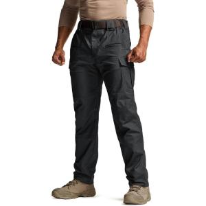 imageCQR Mens Flex Stretch Tactical Pants Water Resistant Ripstop Cargo Pants Lightweight EDC Outdoor Work Hiking PantsTacstretch Cargo Black