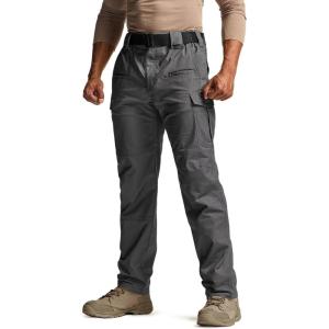 imageCQR Mens Flex Stretch Tactical Pants Water Resistant Ripstop Cargo Pants Lightweight EDC Outdoor Work Hiking PantsTacstretch Cargo Charcoal