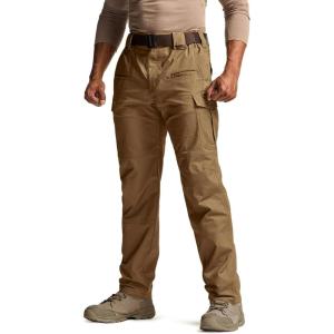 imageCQR Mens Flex Stretch Tactical Pants Water Resistant Ripstop Cargo Pants Lightweight EDC Outdoor Work Hiking PantsTacstretch Cargo Coyote