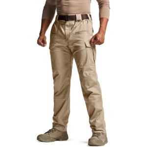 imageCQR Mens Flex Stretch Tactical Pants Water Resistant Ripstop Cargo Pants Lightweight EDC Outdoor Work Hiking PantsTacstretch Cargo Khaki