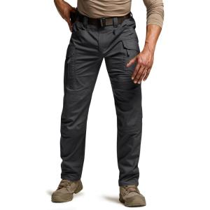 imageCQR Mens Flex Stretch Tactical Pants Water Resistant Ripstop Cargo Pants Lightweight EDC Outdoor Work Hiking PantsTacstretch Cargo Zip Black