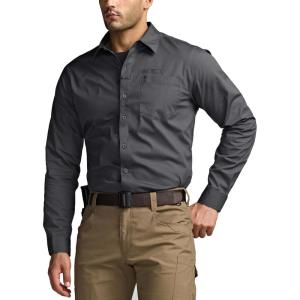 imageCQR Mens Long Sleeve Tactical Shirts Ripstop Military Work Shirts UPF 50 Breathable Button Down Outdoor Hiking ShirtMetro Charcoal