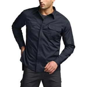 imageCQR Mens Long Sleeve Tactical Shirts Ripstop Military Work Shirts UPF 50 Breathable Button Down Outdoor Hiking ShirtSupervisor Operator Navy