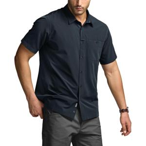 imageCQR Mens Short Sleeve Tactical Shirts UPF 50 Ripstop Military Work Shirts Breathable Button Down Outdoor Hiking ShirtMetro Operator Navy