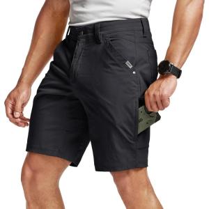 imageCQR Mens Stretch Utility Shorts Lightweight Quick Dry Casual Shorts Hiking Golf Cargo Shorts with Zipper PocketsSedona Carbon Black