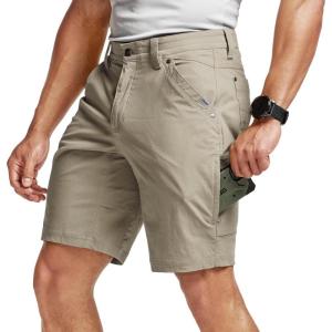 imageCQR Mens Stretch Utility Shorts Lightweight Quick Dry Casual Shorts Hiking Golf Cargo Shorts with Zipper PocketsSedona Desert Sand