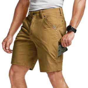 imageCQR Mens Stretch Utility Shorts Lightweight Quick Dry Casual Shorts Hiking Golf Cargo Shorts with Zipper PocketsSedona Golden Oak