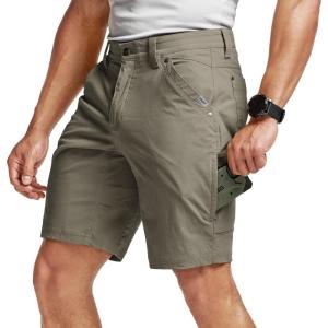 imageCQR Mens Stretch Utility Shorts Lightweight Quick Dry Casual Shorts Hiking Golf Cargo Shorts with Zipper PocketsSedona Tan