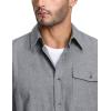 imageCQR Mens All Cotton Flannel Shirt Long Sleeve Casual Button Down Plaid Shirt Brushed Soft Outdoor Tactical Work ShirtsLight Grey