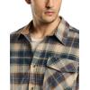 imageCQR Mens All Cotton Flannel Shirt Long Sleeve Casual Button Down Plaid Shirt Brushed Soft Outdoor Tactical Work ShirtsPlaid Blue Cheese