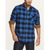 imageCQR Mens All Cotton Flannel Shirt Long Sleeve Casual Button Down Plaid Shirt Brushed Soft Outdoor Tactical Work ShirtsPlaid Classic Blue