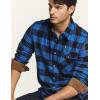 imageCQR Mens All Cotton Flannel Shirt Long Sleeve Casual Button Down Plaid Shirt Brushed Soft Outdoor Tactical Work ShirtsPlaid Classic Blue