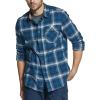 imageCQR Mens All Cotton Flannel Shirt Long Sleeve Casual Button Down Plaid Shirt Brushed Soft Outdoor Tactical Work ShirtsPlaid Deep Ocean