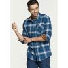 imageCQR Mens All Cotton Flannel Shirt Long Sleeve Casual Button Down Plaid Shirt Brushed Soft Outdoor Tactical Work ShirtsPlaid Deep Ocean