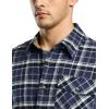 imageCQR Mens All Cotton Flannel Shirt Long Sleeve Casual Button Down Plaid Shirt Brushed Soft Outdoor Tactical Work ShirtsPlaid Prussian Blue