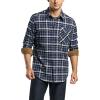 imageCQR Mens All Cotton Flannel Shirt Long Sleeve Casual Button Down Plaid Shirt Brushed Soft Outdoor Tactical Work ShirtsPlaid Prussian Blue