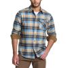 imageCQR Mens All Cotton Flannel Shirt Long Sleeve Casual Button Down Plaid Shirt Brushed Soft Outdoor Tactical Work ShirtsPlaid Seashore