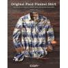 imageCQR Mens All Cotton Flannel Shirt Long Sleeve Casual Button Down Plaid Shirt Brushed Soft Outdoor Tactical Work ShirtsPlaid Sedimentary Blue