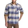 imageCQR Mens All Cotton Flannel Shirt Long Sleeve Casual Button Down Plaid Shirt Brushed Soft Outdoor Tactical Work ShirtsPlaid Sedimentary Blue