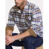 imageCQR Mens All Cotton Flannel Shirt Long Sleeve Casual Button Down Plaid Shirt Brushed Soft Outdoor Tactical Work ShirtsPlaid Wild Rice