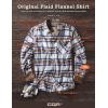 imageCQR Mens All Cotton Flannel Shirt Long Sleeve Casual Button Down Plaid Shirt Brushed Soft Outdoor Tactical Work ShirtsPlaid Wild Rice