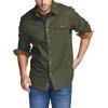 imageCQR Mens All Cotton Flannel Shirt Long Sleeve Casual Button Down Plaid Shirt Brushed Soft Outdoor Tactical Work ShirtsSolid Hunter Green